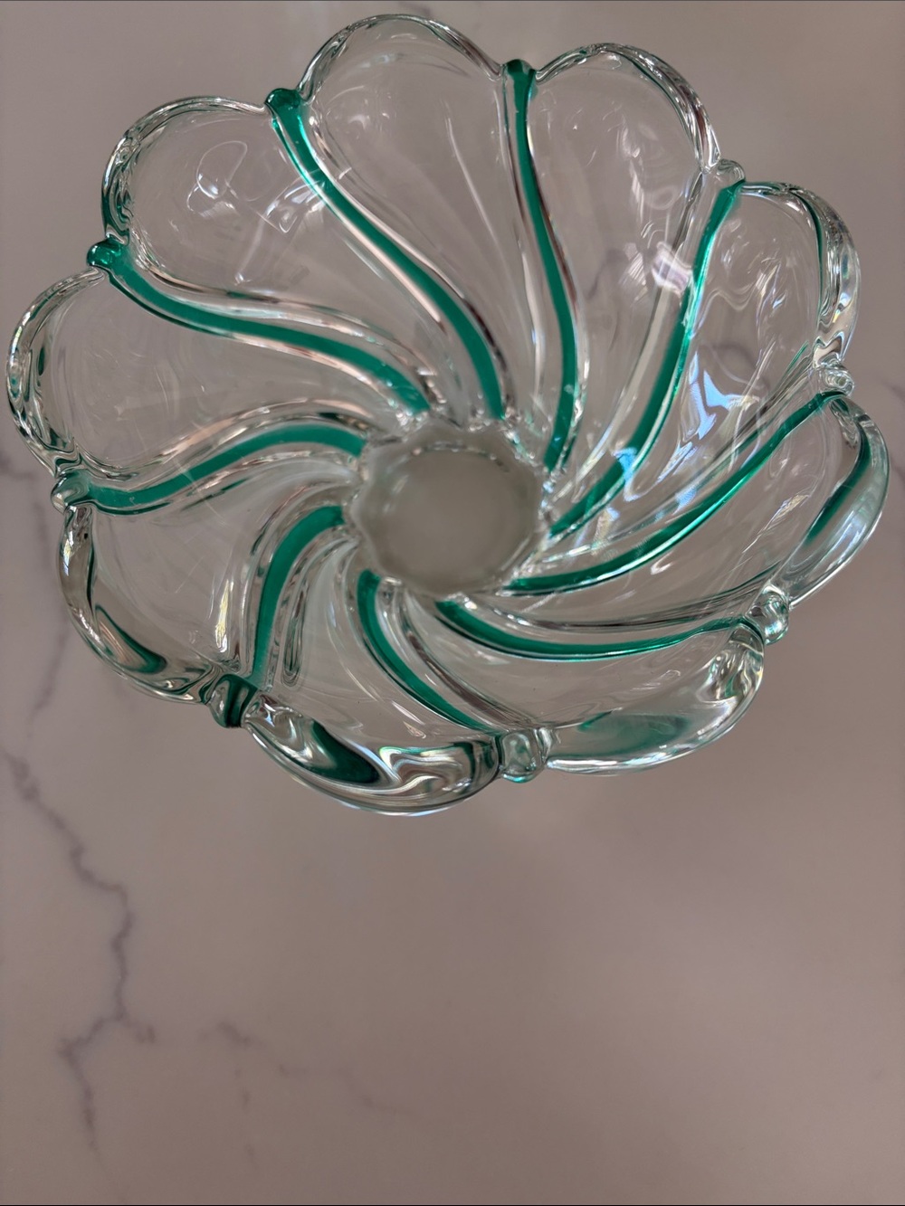 Mikasa peppermint green swirl crystal candy dish